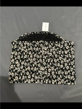NWT American Eagle Black Floral / Flower Tube Top Bandeau Size Small